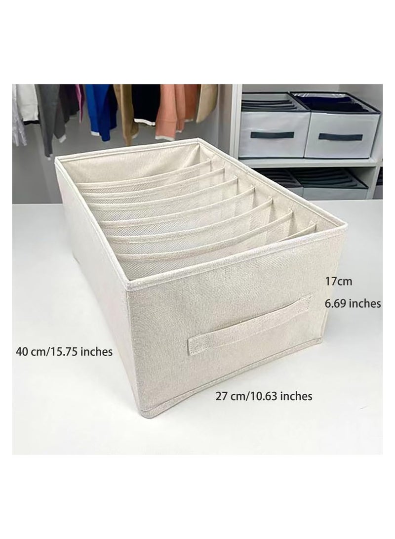 2 Pack Clothes Storage Organizer, Stackable Drawer Closet Box with 8 Grids and Handles, Store bag for Clothing, Jeans, Bras, Leggings, Sweaters