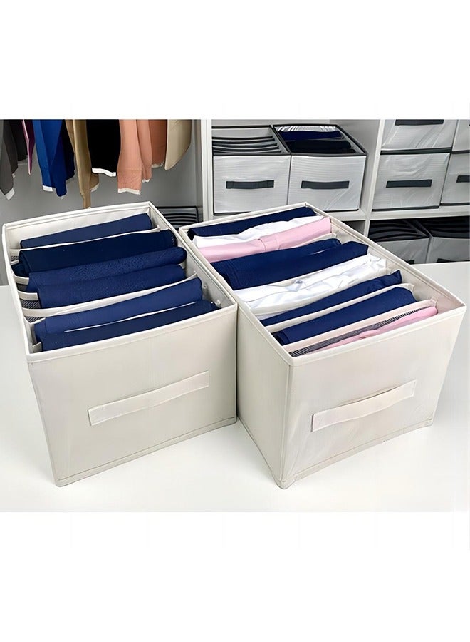 2 Pack Clothes Storage Organizer, Stackable Drawer Closet Box with 8 Grids and Handles, Store bag for Clothing, Jeans, Bras, Leggings, Sweaters