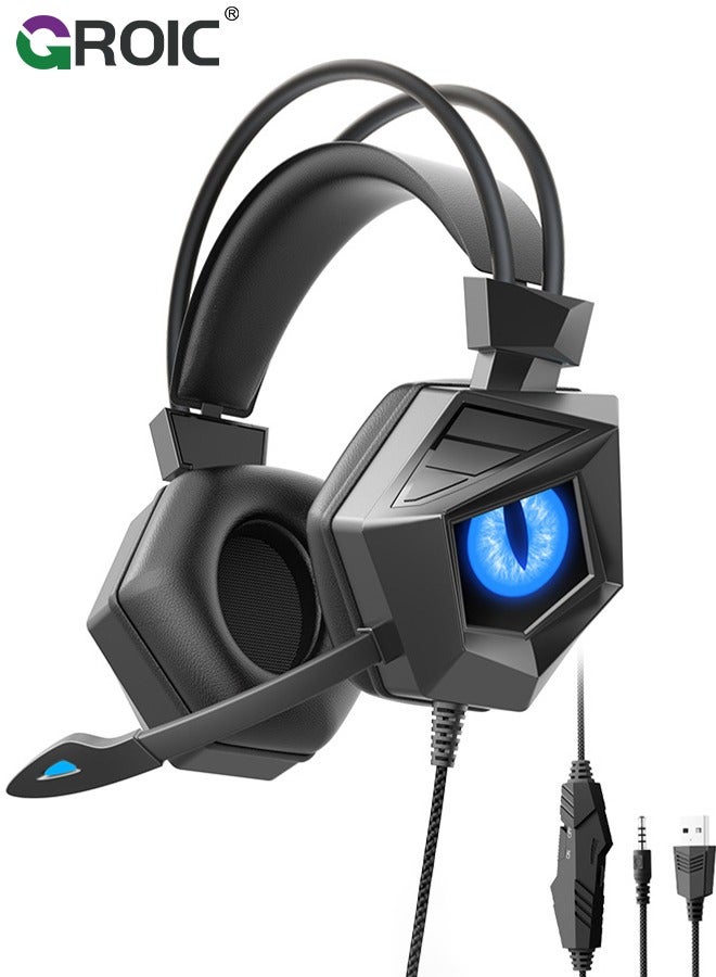 Competitive Gaming Headset, Wired Headset Noise Cancelling, Computer Game Player Head Mounted Headset with Microphone, Suitable for Game Computer