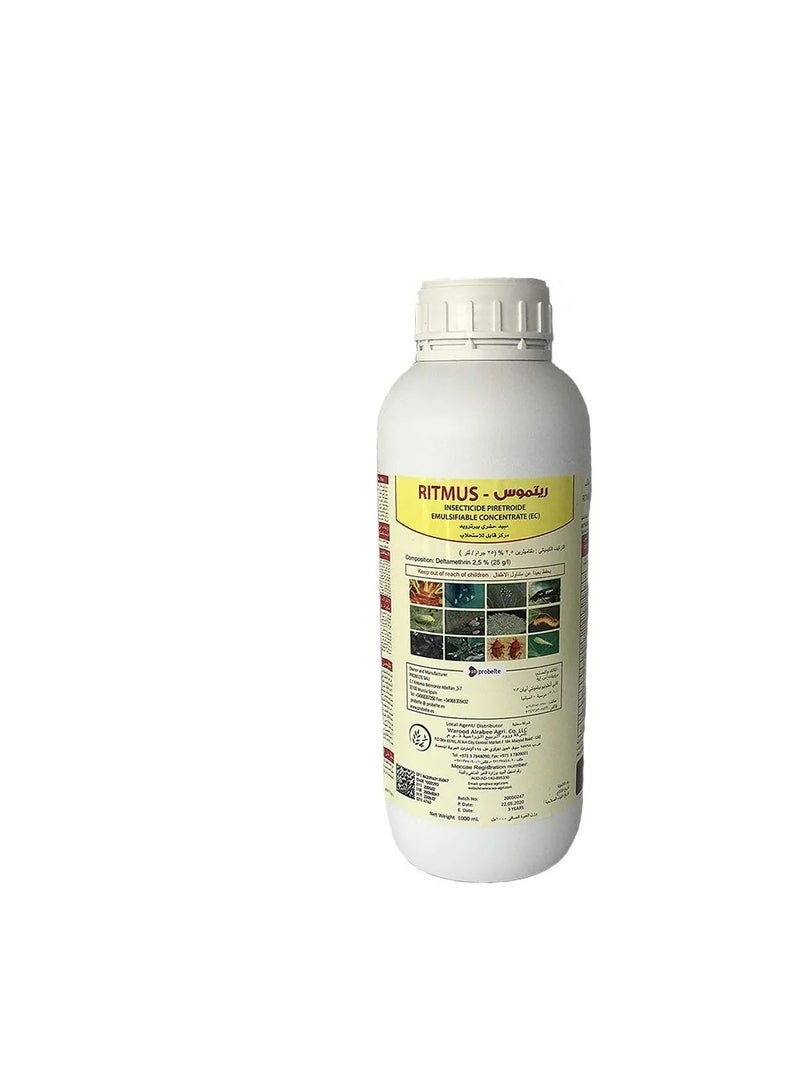 Ritmus Insecticod Pyritride Emulsifiable Concentrate 1 L is a potent pest control solution formulated with pyrethroid a synthetic chemical designed to effectively manage and eliminate a broad spectrum of insects.