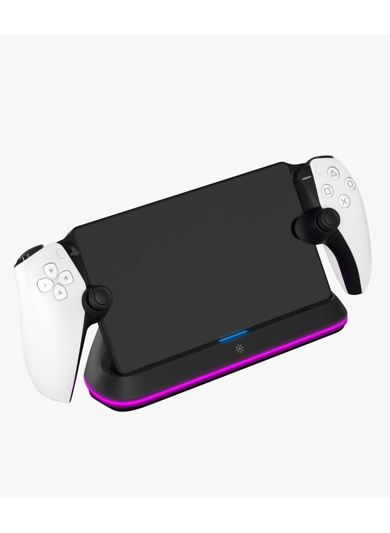 PS Portal Charge & Docking Station with Magnetic Charging and RGB Light / Built-in Safeguard / Anti-Slip Dock Base - Black