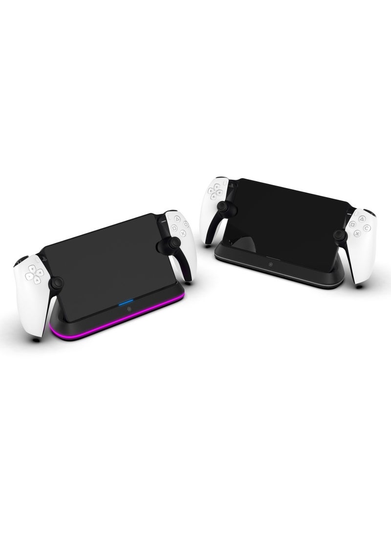 PS Portal Charge & Docking Station with Magnetic Charging and RGB Light / Built-in Safeguard / Anti-Slip Dock Base - Black