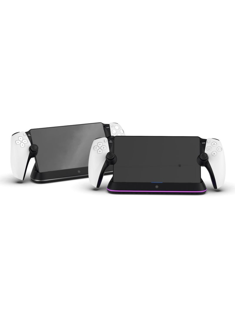 PS Portal Charge & Docking Station with Magnetic Charging and RGB Light / Built-in Safeguard / Anti-Slip Dock Base - Black