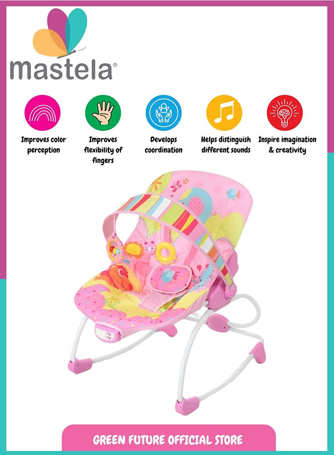 Baby Bouncer Chair – Comfortable Infant Rocker with Vibrating Seat and Toy Bar for Newborns and Toddlers