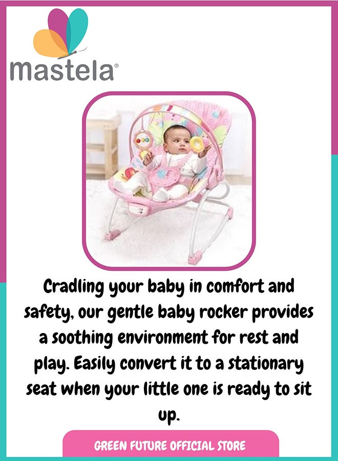 Baby Bouncer Chair – Comfortable Infant Rocker with Vibrating Seat and Toy Bar for Newborns and Toddlers