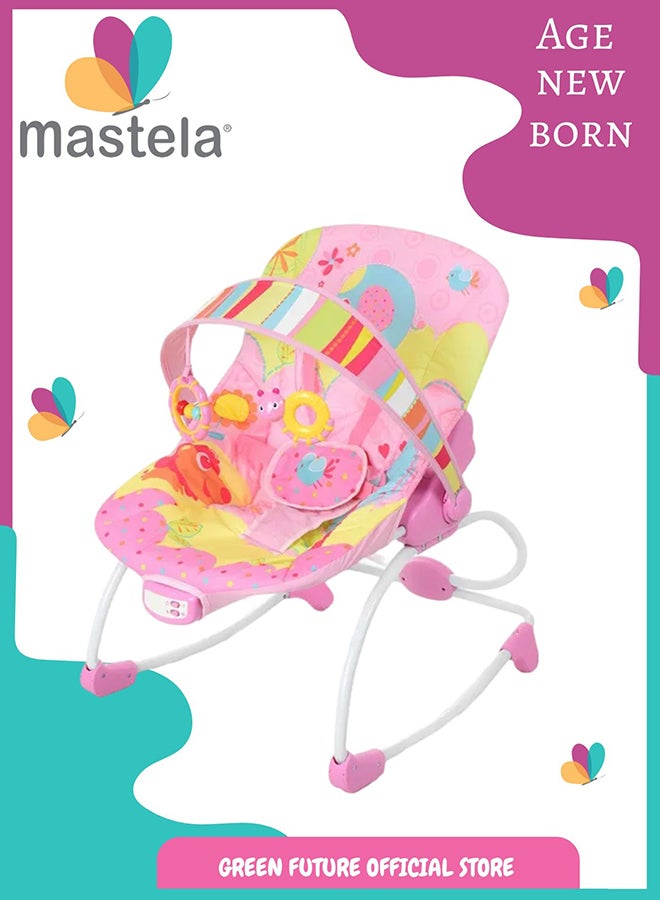 Baby Bouncer Chair – Comfortable Infant Rocker with Vibrating Seat and Toy Bar for Newborns and Toddlers