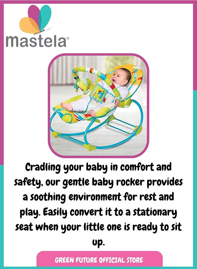 Baby Bouncer Chair – Comfortable Infant Rocker with Vibrating Seat and Toy Bar for Newborns and Toddlers