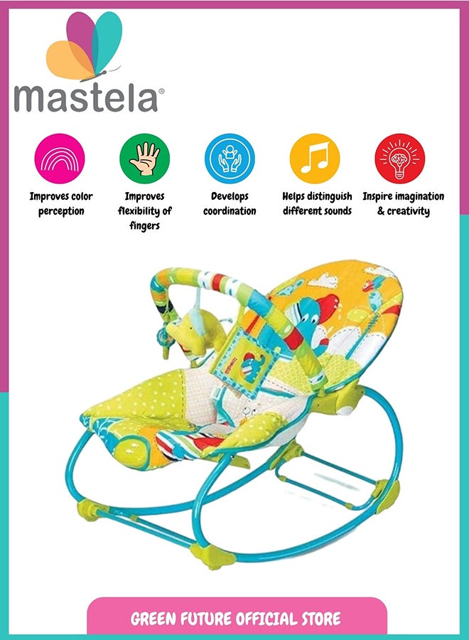 Baby Bouncer Chair – Comfortable Infant Rocker with Vibrating Seat and Toy Bar for Newborns and Toddlers