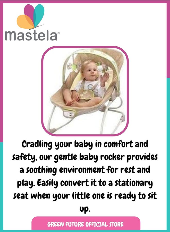 Baby Bouncer Chair – Comfortable Infant Rocker with Vibrating Seat and Toy Bar for Newborns and Toddlers