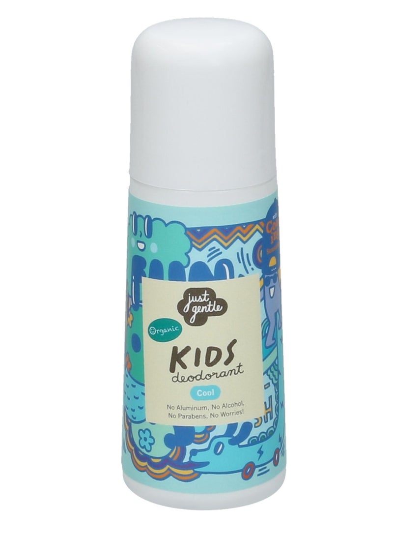 Just Gentle Organic Kids Deodorant Unscented Cool - Aluminum-Free, Natural Odor Protection, Cooling Sensation, Gentle on Sensitive Skin, 60ml