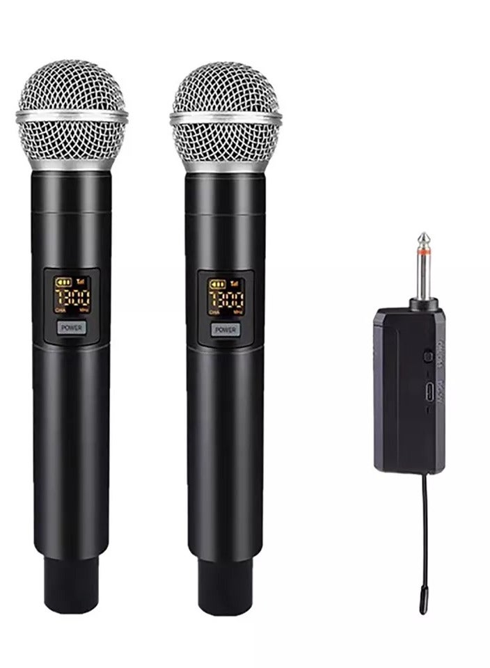 Wireless Microphone  UHF Cordless Dual Handheld Dynamic Mic Set With Rechargeable Receiver For Karaoke Party Voice Amplifier Singing Machine