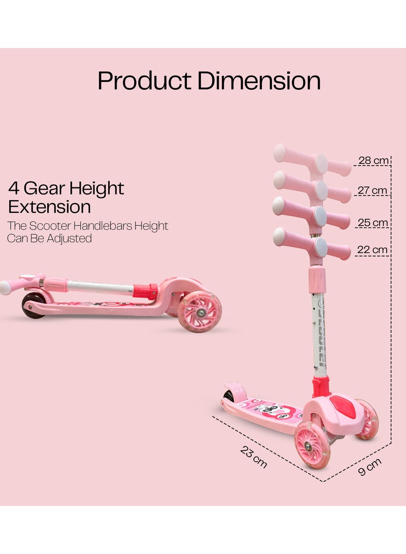 Kids' Scooter with LED Lights and 3-Level Height Adjustment - Pink