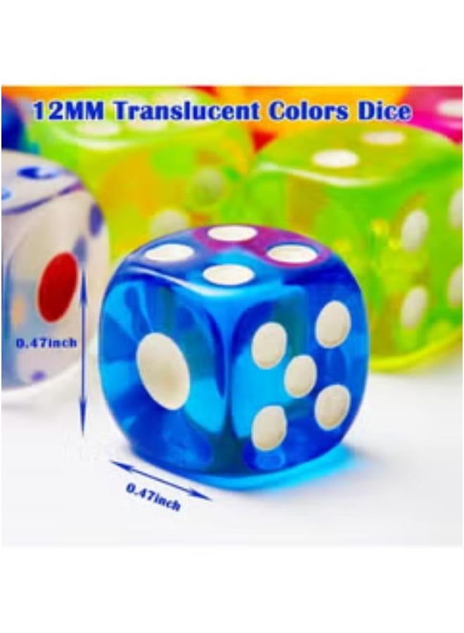 100 Pieces Dice Set12Mm 6 Sided Dicetranslucent Colors Dice Acrylic Dicesquare Corner Dice With Velvet Pouch10 Color Dice For Board Gamescolored Dice Bulk For Classroom Accessories Teaching Math