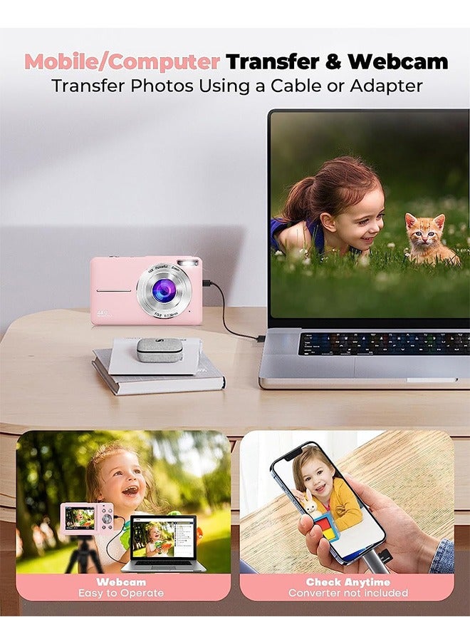 Digital Camera, FHD 1080P Digital Camera for Kids with 32GB SD Card 16X Digital Zoom, Compact Camera Point and Shoot Digital Cameras Portable Mini Camera for Teens Students Boys Girls Seniors