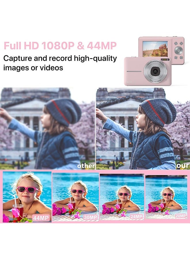 Digital Camera, FHD 1080P Digital Camera for Kids with 32GB SD Card 16X Digital Zoom, Compact Camera Point and Shoot Digital Cameras Portable Mini Camera for Teens Students Boys Girls Seniors