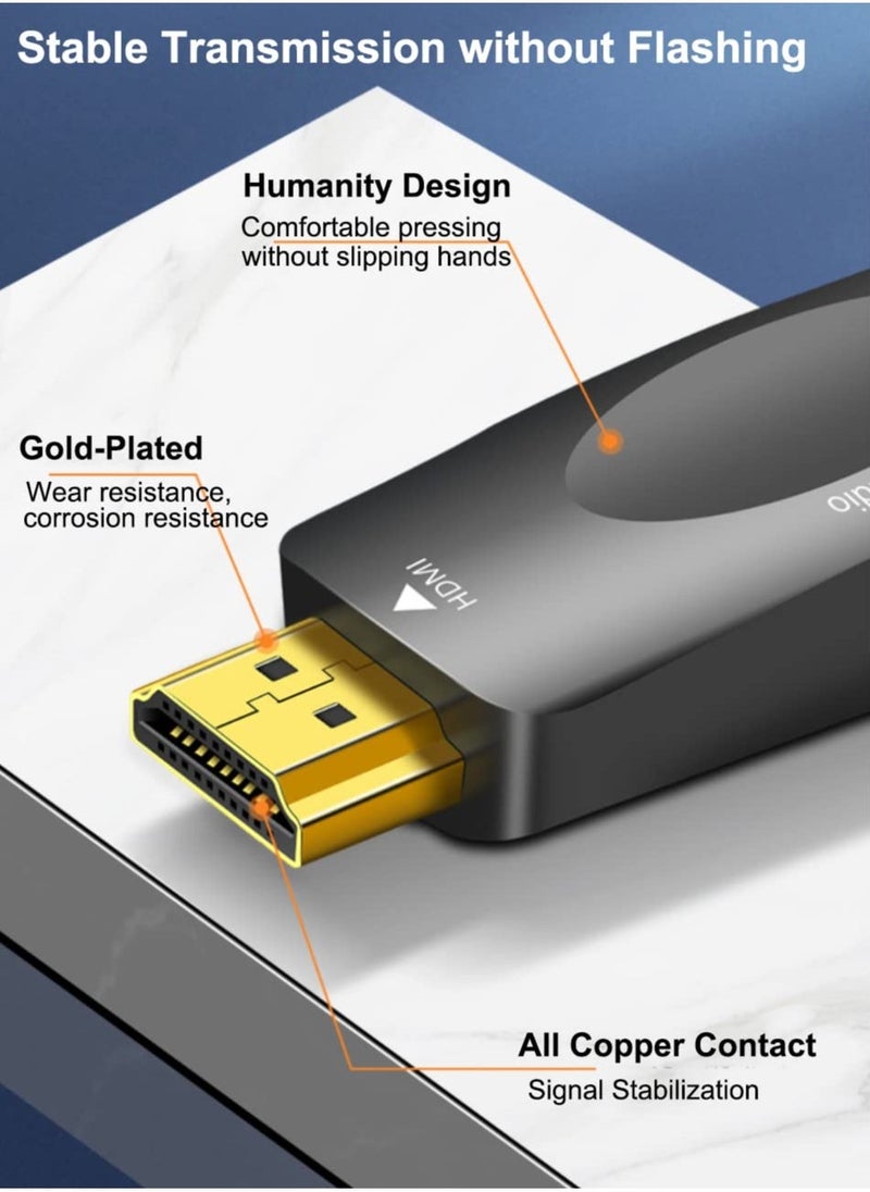 HDMI to VGA 2-Pack, Computer HDMI to VGA Monitor Adapter, Male HDMI to VGA Female Adapter 1080P Video for Computer, Desktop, Laptop, PC, Monitor, Projector, HDTV, Raspberry Pi, Roku, Xbox and More