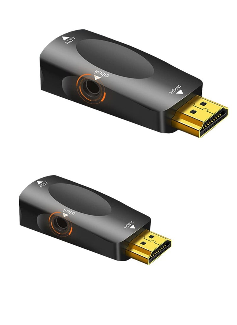 HDMI to VGA 2-Pack, Computer HDMI to VGA Monitor Adapter, Male HDMI to VGA Female Adapter 1080P Video for Computer, Desktop, Laptop, PC, Monitor, Projector, HDTV, Raspberry Pi, Roku, Xbox and More