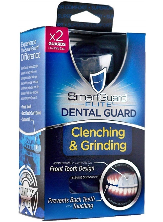 Dental Guard Elite - Front Tooth Night Guard for Clenching, Bruxism, and Grinding - Dentist-Designed [2 Guards, 1 Travel Case, 60-Day Sppply of Premium Cleaning Crystals]