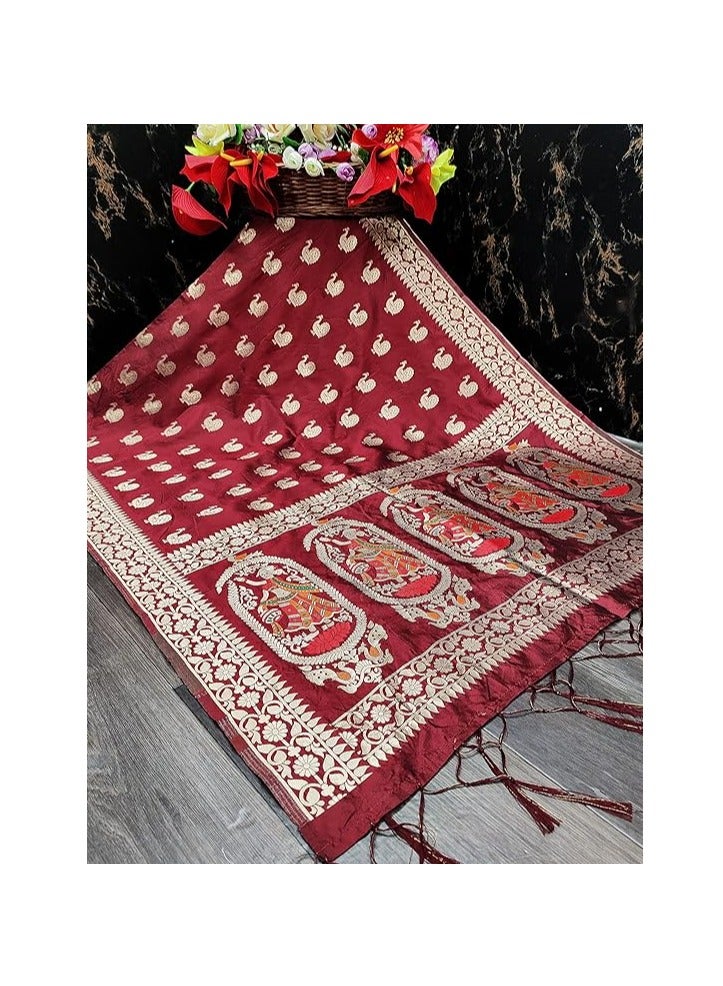 Women's Woven Banarasi Silk Zari Dupatta/Chunni, Width 1 Meter, Length 2.5 Meter