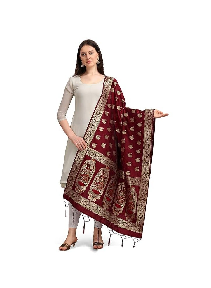 Women's Woven Banarasi Silk Zari Dupatta/Chunni, Width 1 Meter, Length 2.5 Meter