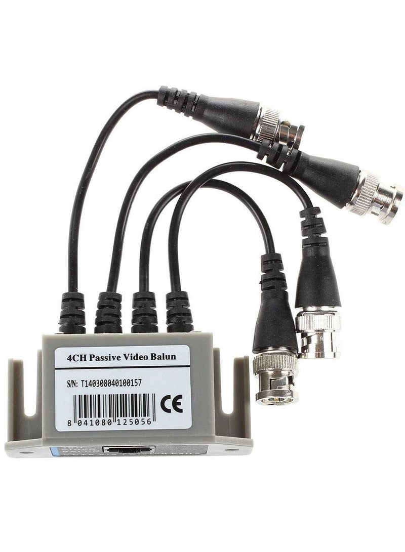 4 Channel Passive UTP Video Balun for CCTV BNC Male to RJ45 CAT5 Connection