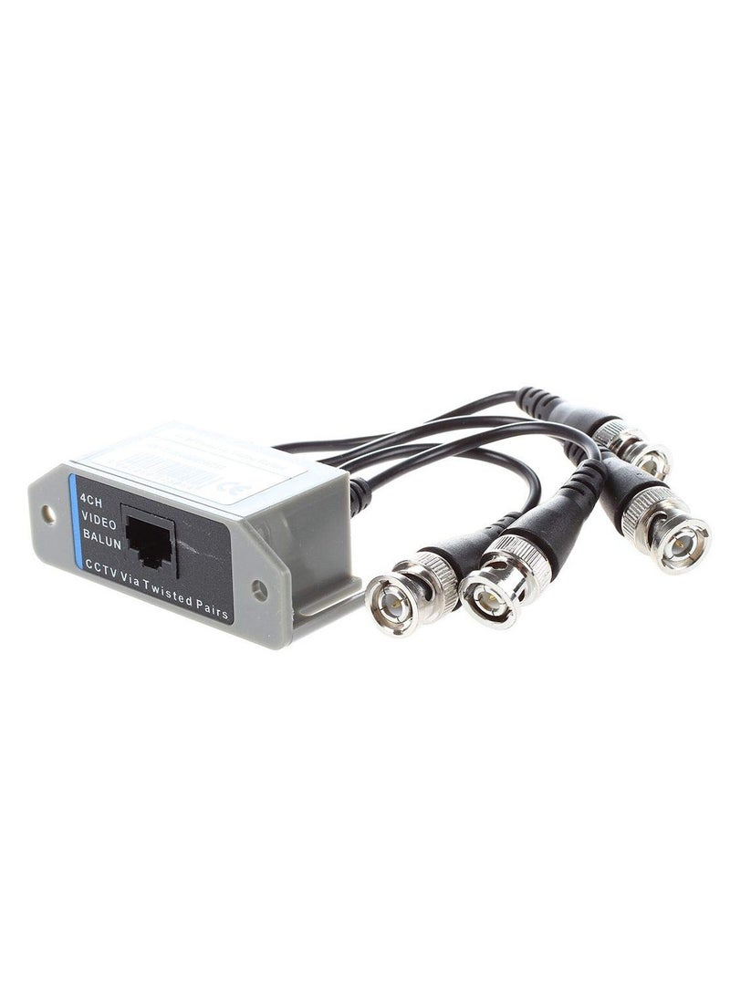 4 Channel Passive UTP Video Balun for CCTV BNC Male to RJ45 CAT5 Connection