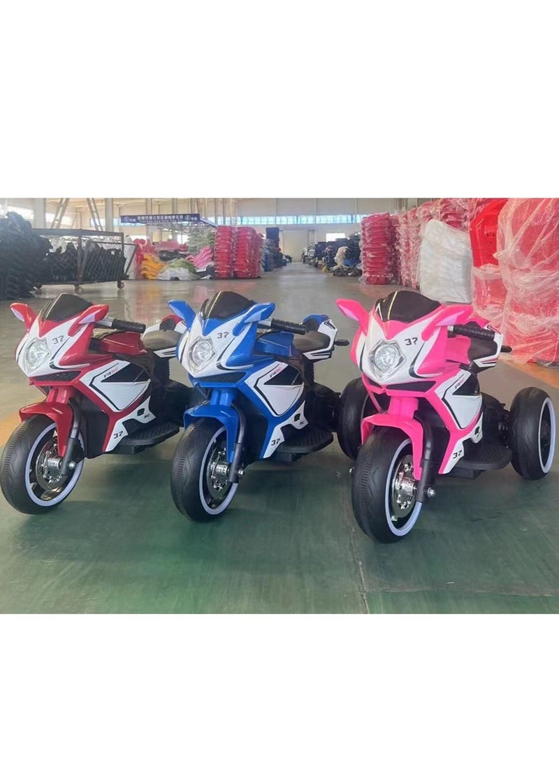 Electric Motorcycle for Kids Children's Ride-on Toys Tricycle Large 3 Wheels Motorbike Blue White