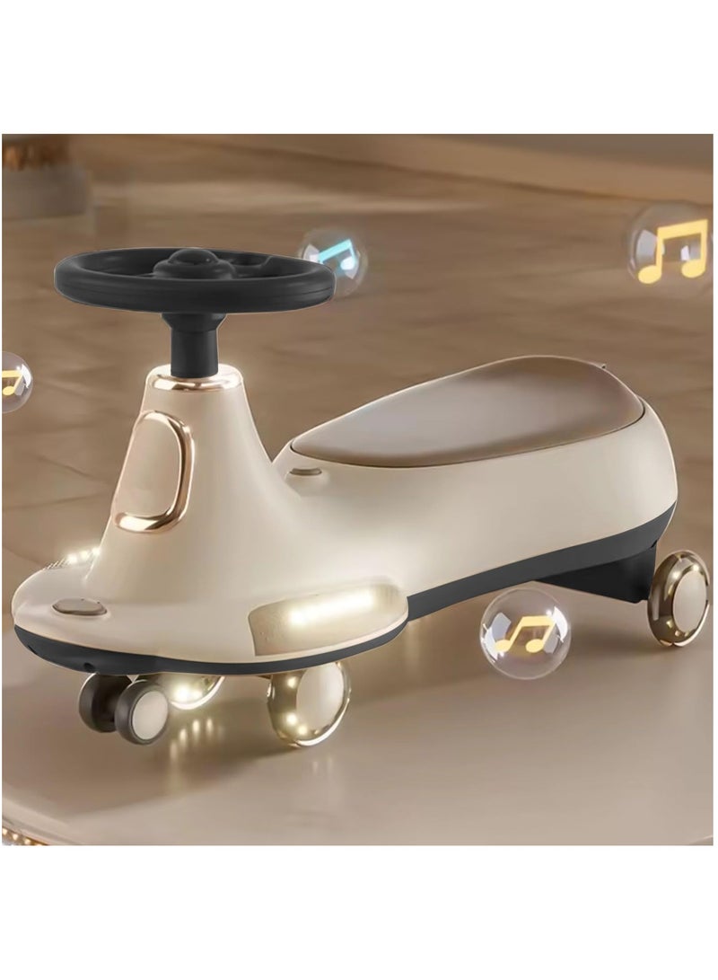 Baybee Ride on Car Swing Car for Kids, Twister Magic Ride on Kids Car with PU Led Wheels, Music | Push Ride on Toy Baby Car | Ride on Magic Car for Kids to Drive 3 to 8 Years Boy Girl Grey