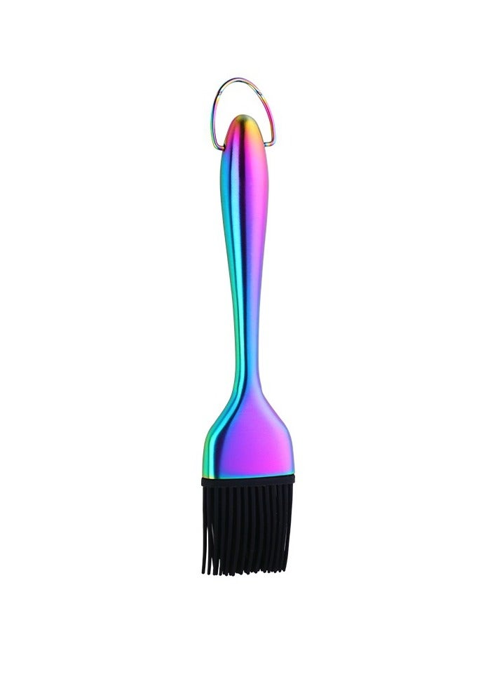 Stainless Steel Barbecue Brush With Titanium Plated Handle Detachable Silicone Oil Brush Hanging Stainless Steel Barbecue Brush
