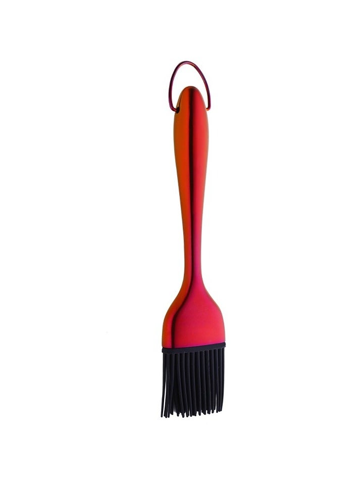 Stainless Steel Barbecue Brush With Titanium Plated Handle Detachable Silicone Oil Brush Hanging Stainless Steel Barbecue Brush