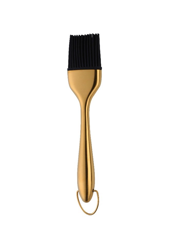 Stainless Steel Barbecue Brush With Titanium Plated Handle Detachable Silicone Oil Brush Hanging Stainless Steel Barbecue Brush