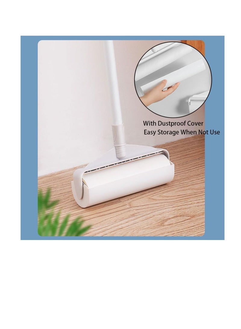 Lint Remover Reusable Lint Roller with 9 Refiils & Long Handle 50~90CM Adjustable Pet Hair Remover Sticky Dust Broom with Retractable Handle for Floor Carpet Bed Curtain Sofa Home Office Cleaning Tool