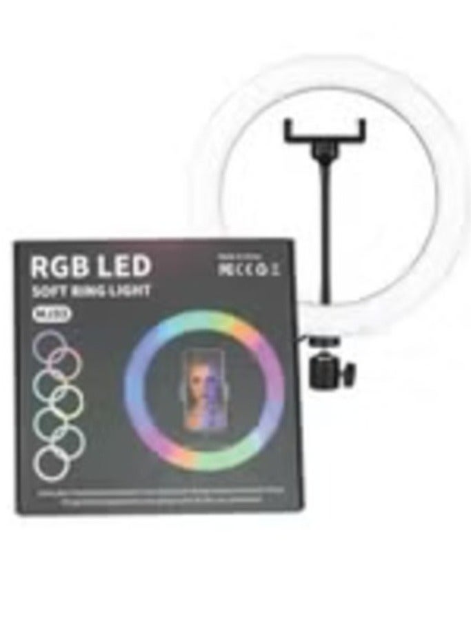 MJ33 RGB LED Ring Light with Adjustable Phone Holder & Stand – Perfect for Vlogging, Live Streaming, and Photography