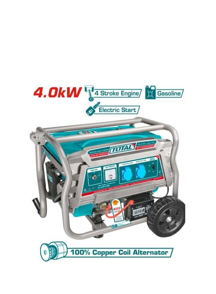 Super Total Portable 4KW Electric Start Gasoline Generator - Single-Phase, Air-Cooled System, Includes Accessories - Perfect for Home, Camping & Job Site Power Needs, Includes Accessories