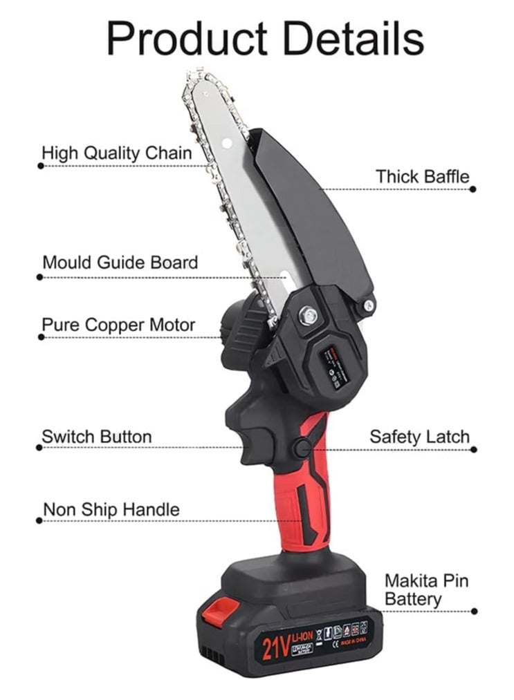 RD 8002 Portable 6 Inch Chain Saw With Rechargeable Battery