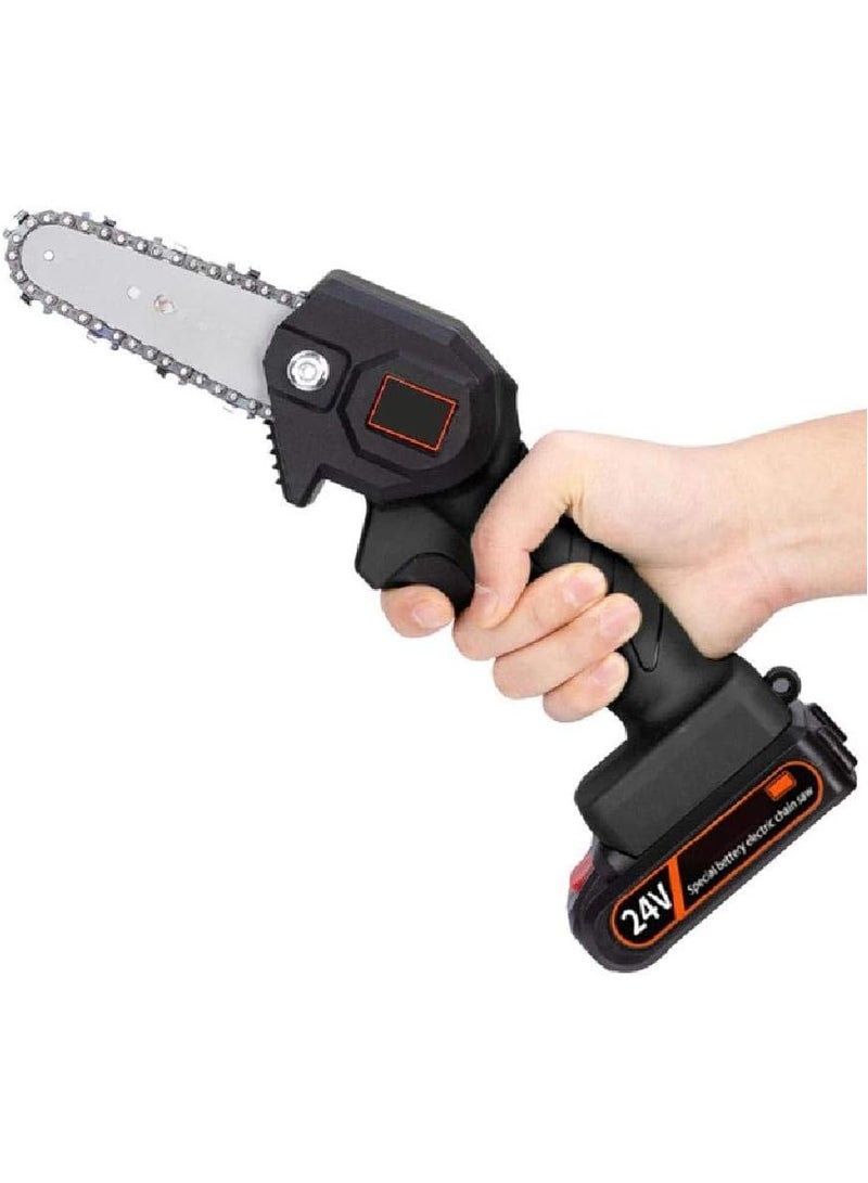 Portable Mini Electric Chainsaw – Cordless 24V Handheld Chain Saw with 2 Batteries, Brushless Motor for Pruning Tree Branches, Gardening, and Woodworking; Ideal Mini Saw for Home, Yard, and Garden Use, US Plug Type