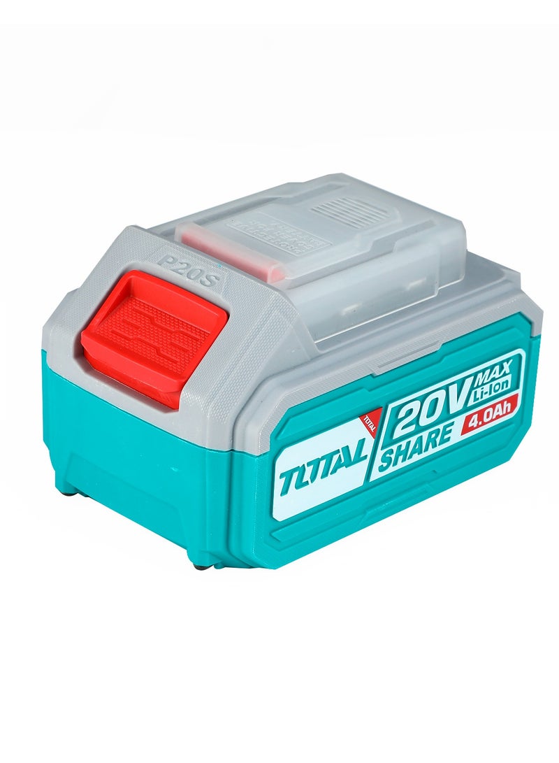 Total 20V Lithium-Ion 4.0Ah Battery Pack with LED Indicator | Compatible with P20S Tools | Universal 20V Battery for Multiple Tools