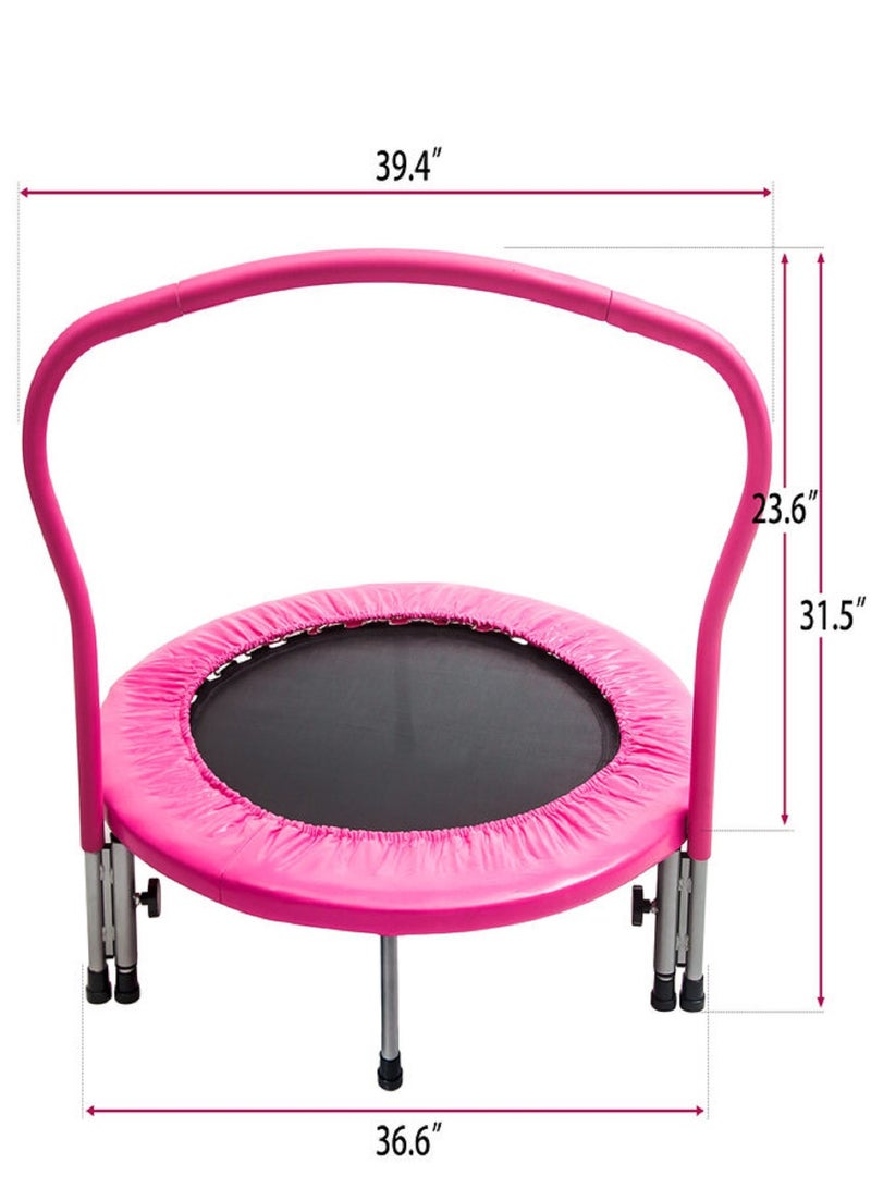 Trampoline With Handrail Pink 40 inch