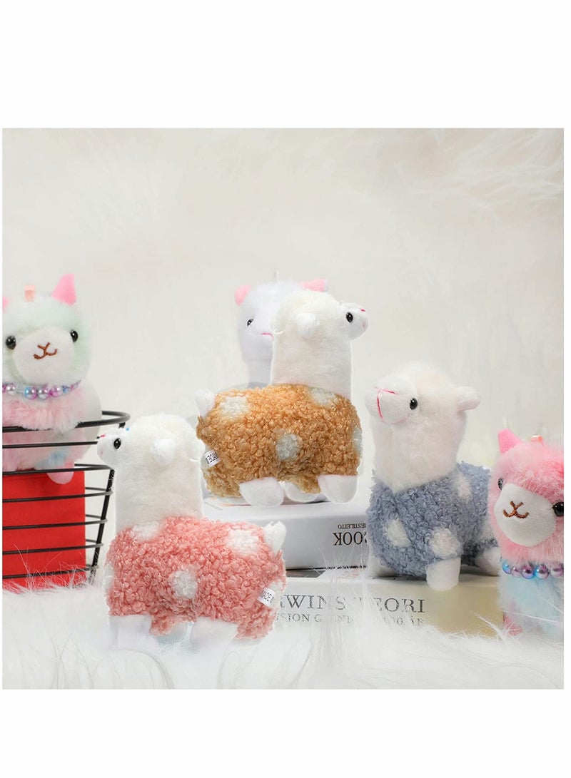 Mini Plush Toys 6 Pcs 5 In Llama Stuffed Animal Toys Alpaca Animal Stuffed Toys Plush Dolls Cute Llama Keychain for Decoration Bag Fillers Birthday Wedding Baby Shower Party Favors (Classic Style)