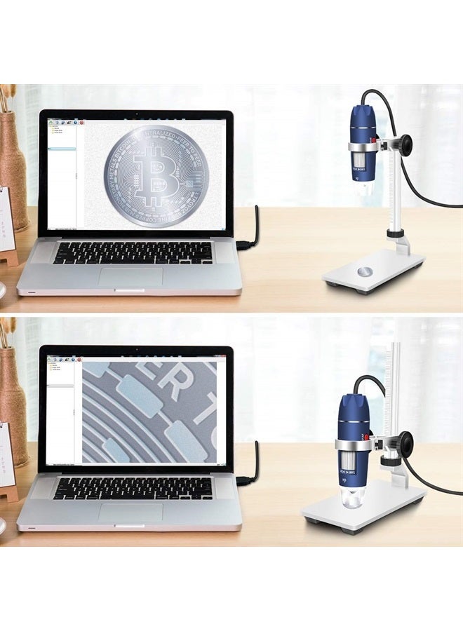 HD 2MP USB Digital Microscope 40-1000X Portable Magnification Endoscope Camera with 8 LEDs Aluminum Alloy Stable Stand for OTG Android Mac Windows 7 8 10 11 Linux Chrome