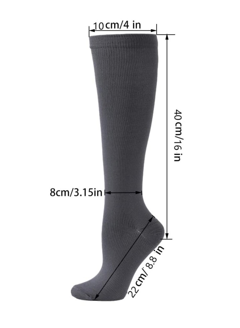 Compression Socks for Women Men, 5 Pairs Knee High Calf Socks, Non-Slip Compression Support Stockings for Sport, Work, Travel, Edema, Diabetic, Blood Circulation, Pregnancy, Nursing, L/XL, Size 39-45