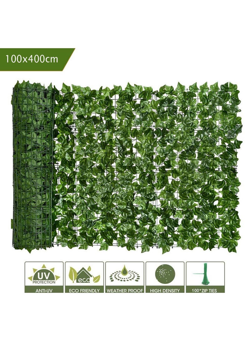 Green Faux Ivy Privacy Fence Screen Realistic Green Leaf Hedge Screen For Enhanced Privacy and Stylish Outdoor Decor Artificial Plant Wall with Fake Grass Backdrop