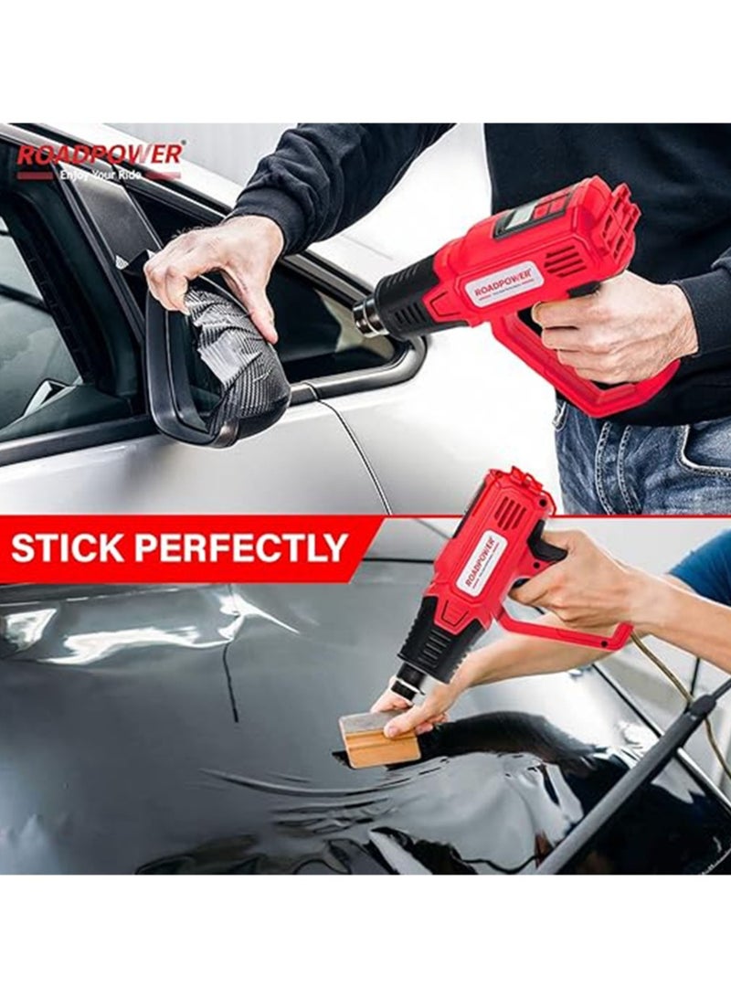 Heat Gun 2000W, 450°C-600°C With High Low Settings Corded Handle Ideal For Removing Paint Sticker Vinyl Car Wrap Adhesives Variable Temperature Control Includes 4 Nozzles