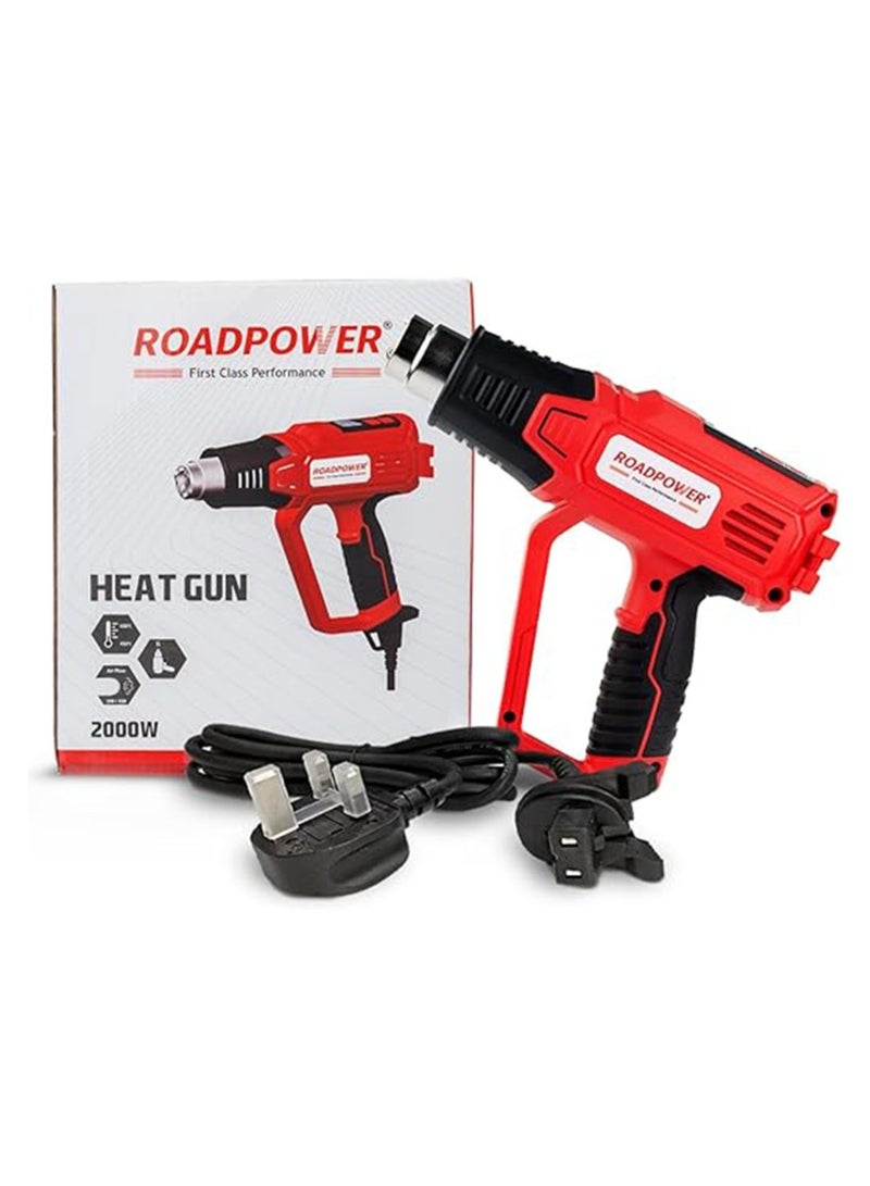 Heat Gun 2000W, 450°C-600°C With High Low Settings Corded Handle Ideal For Removing Paint Sticker Vinyl Car Wrap Adhesives Variable Temperature Control Includes 4 Nozzles