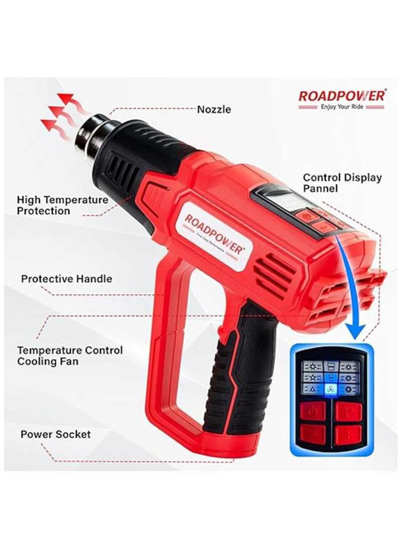 Heat Gun 2000W, 450°C-600°C With High Low Settings Corded Handle Ideal For Removing Paint Sticker Vinyl Car Wrap Adhesives Variable Temperature Control Includes 4 Nozzles