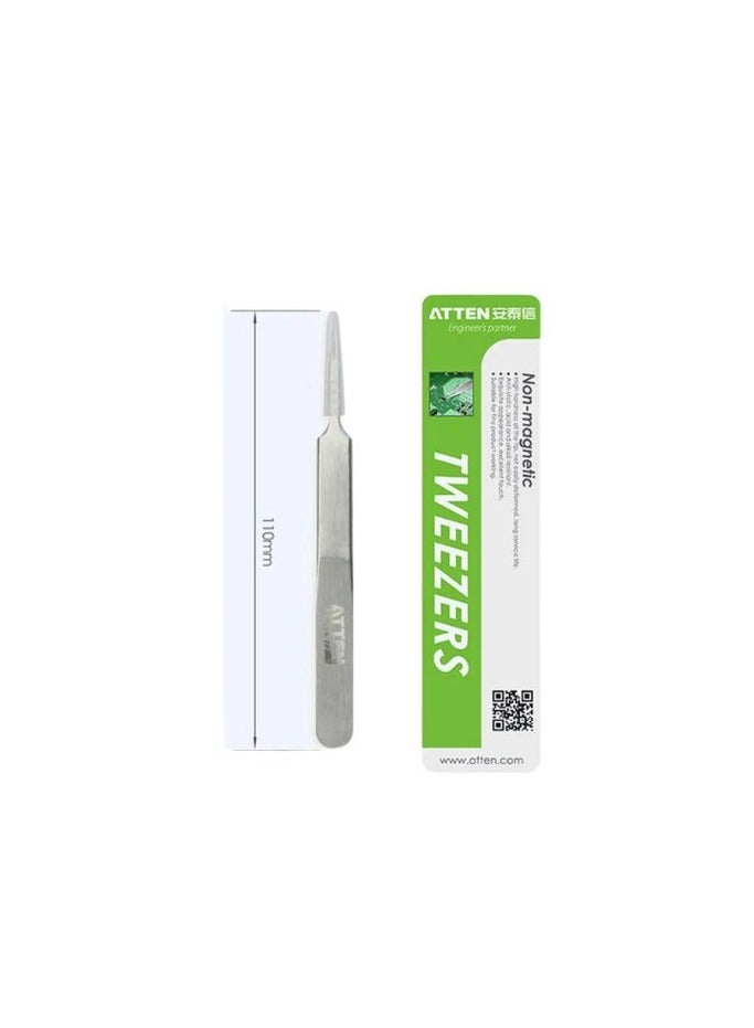 Atten AT-114 Stainless Steel Tweezers are expertly designed tools suitable for precision work in electronics crafting and a variety of other applications Made from high quality stainless steel these tweezers are built for durability and efficiency.