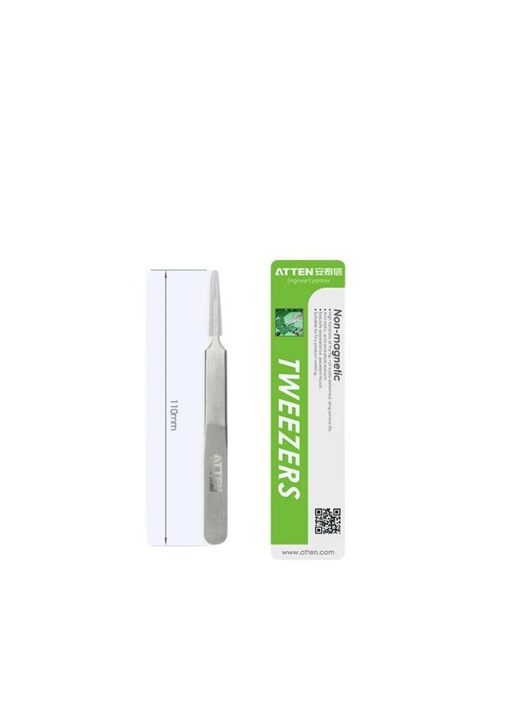 Atten AT-114 Stainless Steel Tweezers are expertly designed tools suitable for precision work in electronics crafting and a variety of other applications Made from high quality stainless steel these tweezers are built for durability and efficiency.