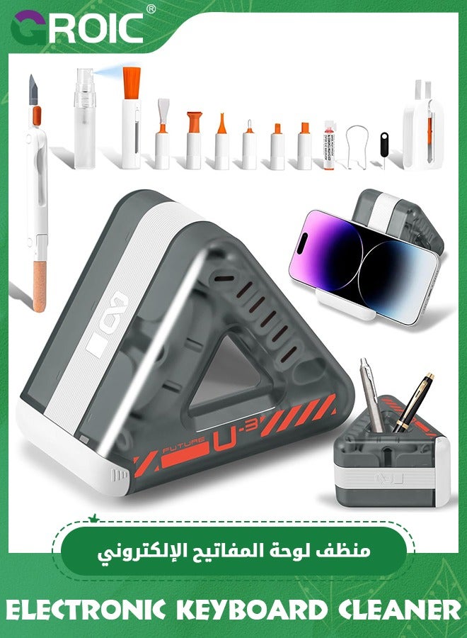 Black Electronic Keyboard Cleaner for MacBook Pro iPhone, Computer Laptop Tablet PC Car Flat Screen Cleaning Spray Brush Pen for Smart TV Phone Camera Lens, Cool Office Desk Gadgets Gifts