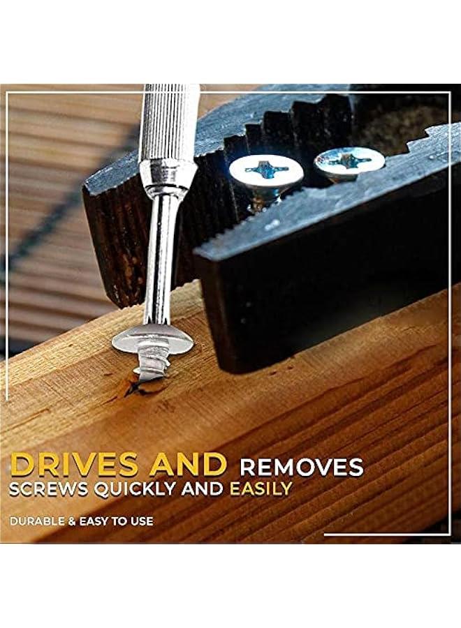 Screw Driver Kit Plastic Drill Bit Replaceable Heads Semi-automatic Hand Tools Ratcheting Socket 6 in 1(9,Red Yellow)