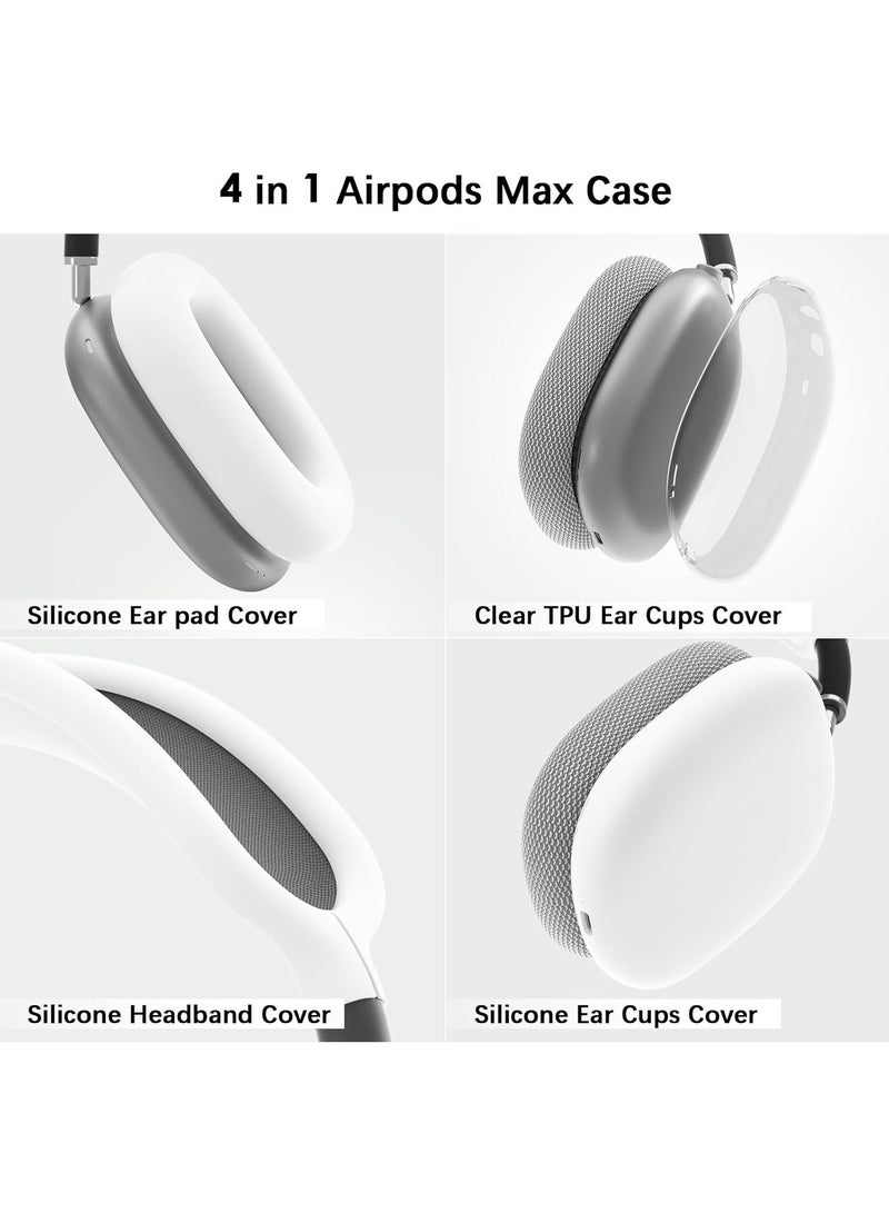 Suitable for Airpods Max Protective Cover Apple Max Earphone Shell Solid Color Silicone Soft Shell Earphone Cover Three-Piece Set